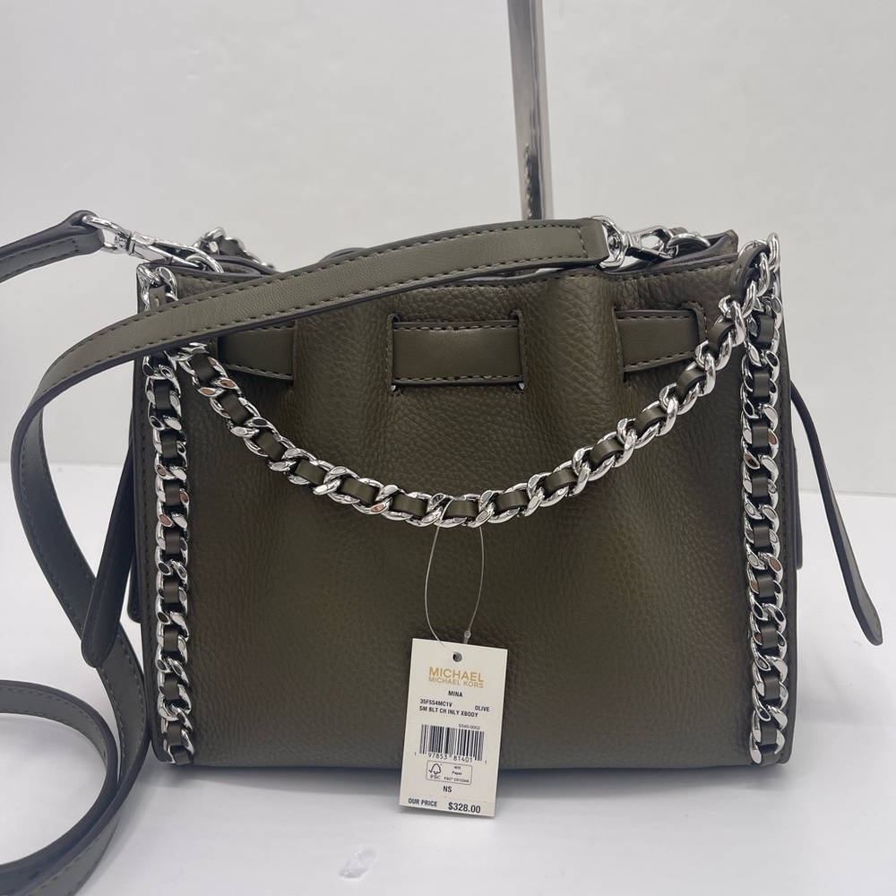 MICHAEL KORS Mina Small Chain Convertible Crossbody XBody Bag
Olive Belted Chain - Picture 5 of 16